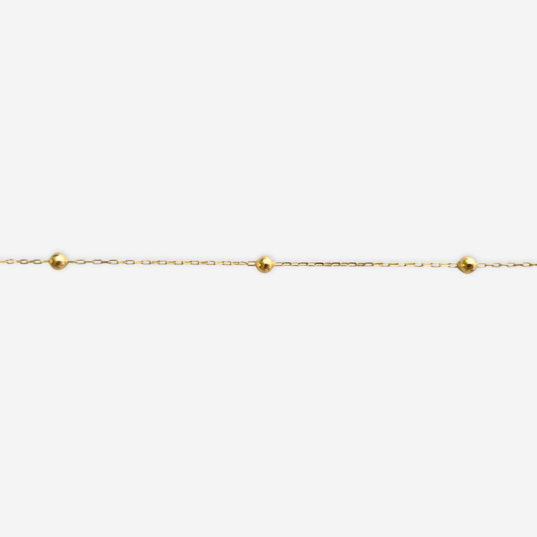 Paperclip Bead Chain Bracelet 19cm - 18ct Solid Gold