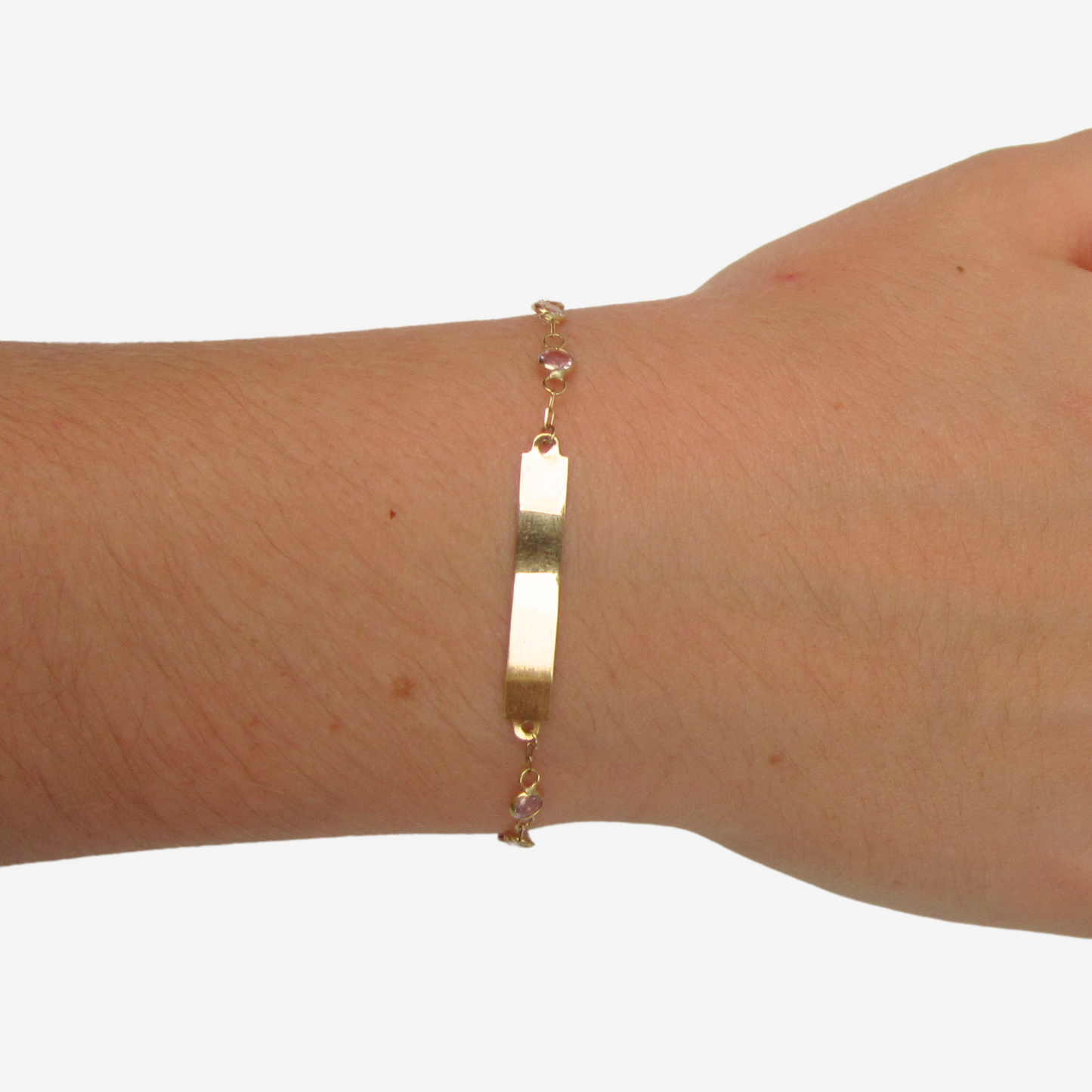 Pulsera de Placa con Circonitas Cúbicas para Niños en Oro Amarillo de 18 K