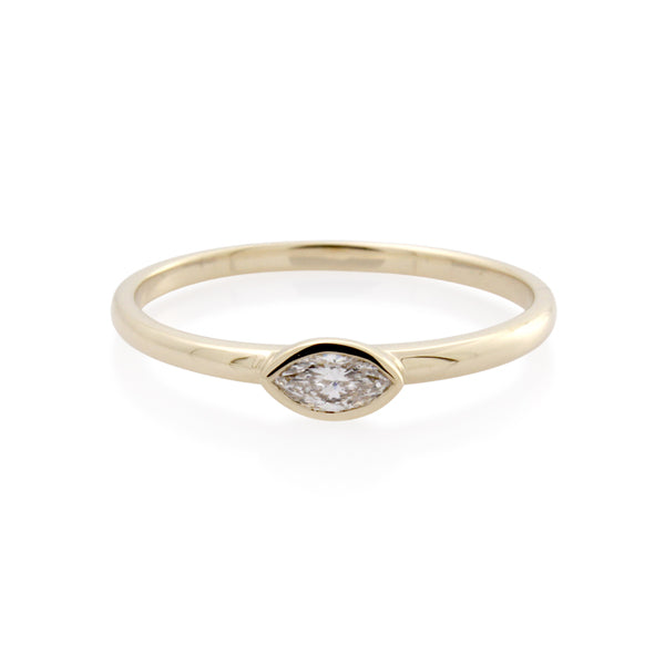 Lab - Grown Diamond Marquise Cut Ring - 9ct Yellow Gold