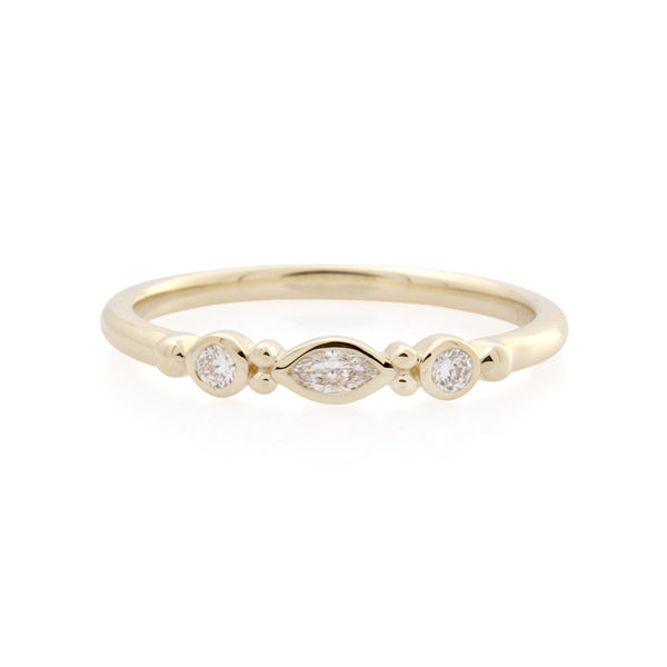 Lab - Grown Diamond Marquise & Full Cut Ring - 9ct Yellow Gold