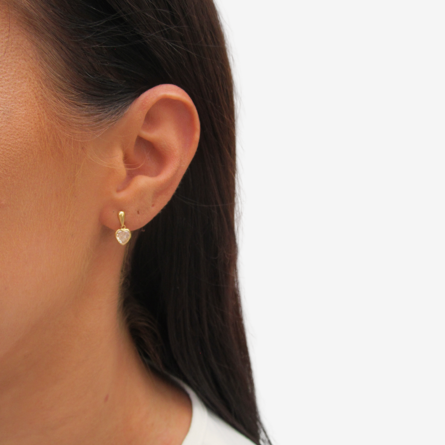 Heart Drop Earrings Signature Zirconia 6mm in 18k Yellow Gold