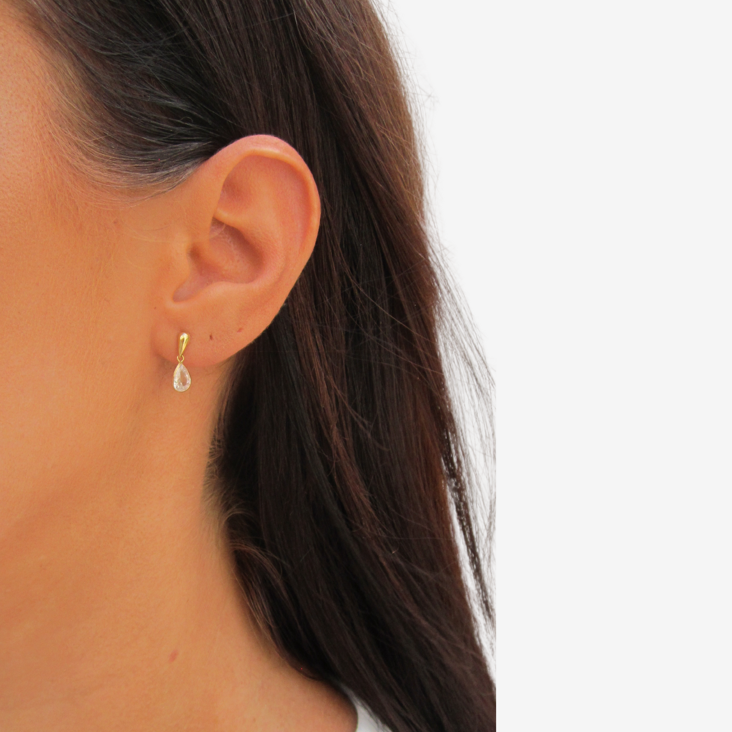 Drop signature zirconia pendant and earring set bundle in 18k Yellow Gold