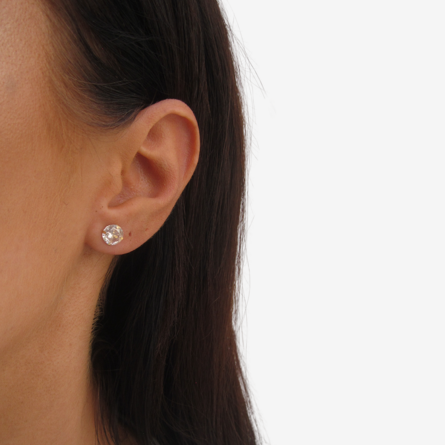 Round Signature Zirconia Stud Earrings 5mm in 18k Yellow Gold