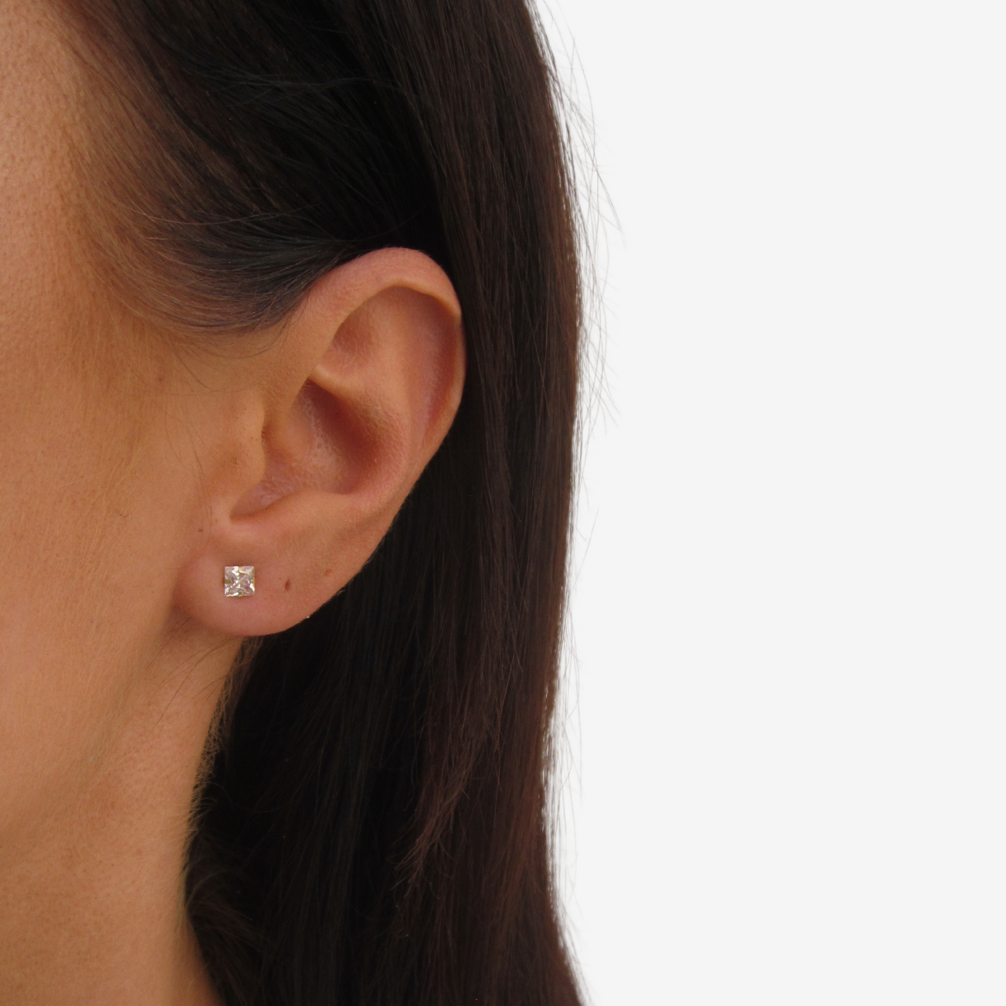 Princess Cut Stud Earrings Signature Zirconia 4mm in 18k Yellow Gold