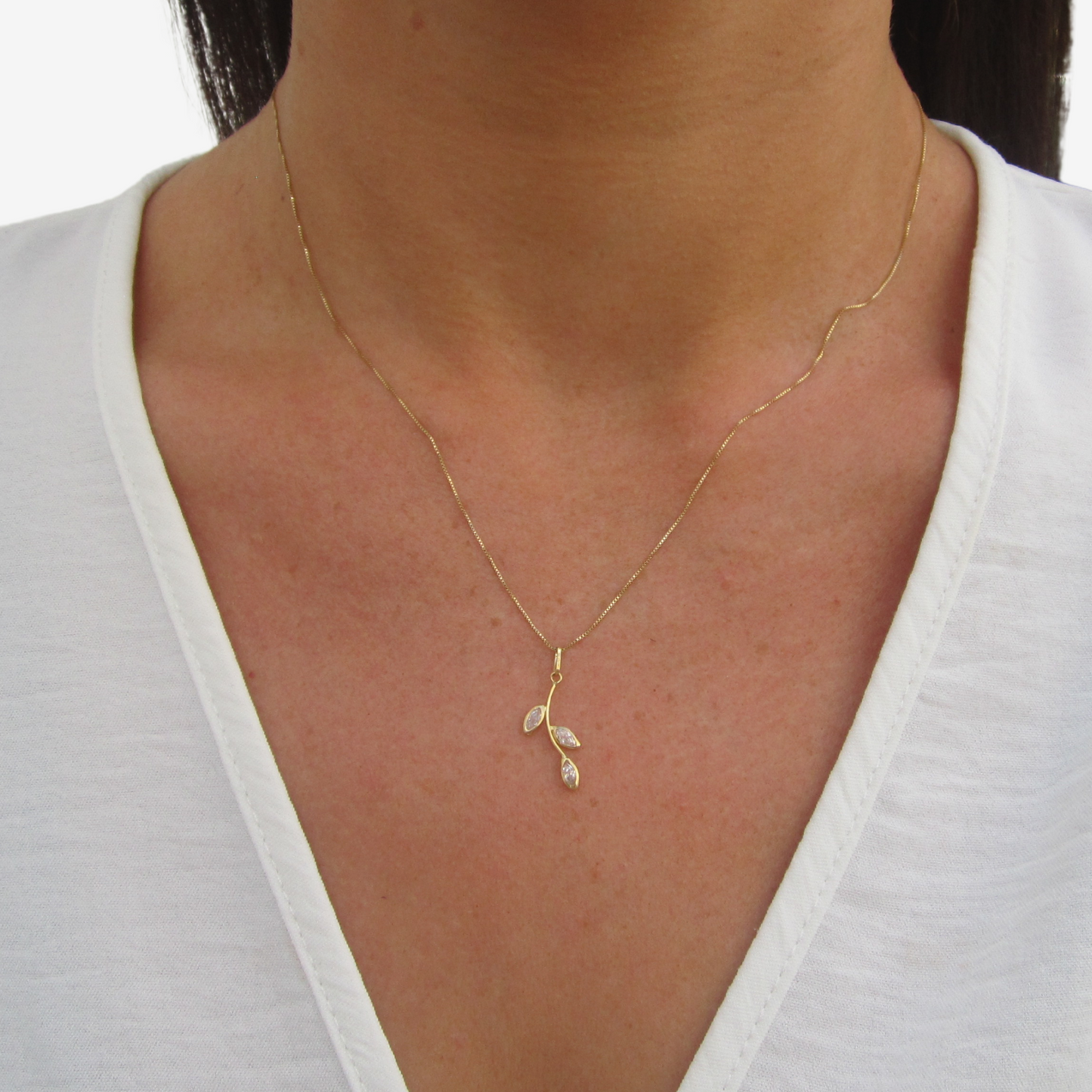 Branch Signature Signature Zirconia Pendant in 18k Yellow Gold