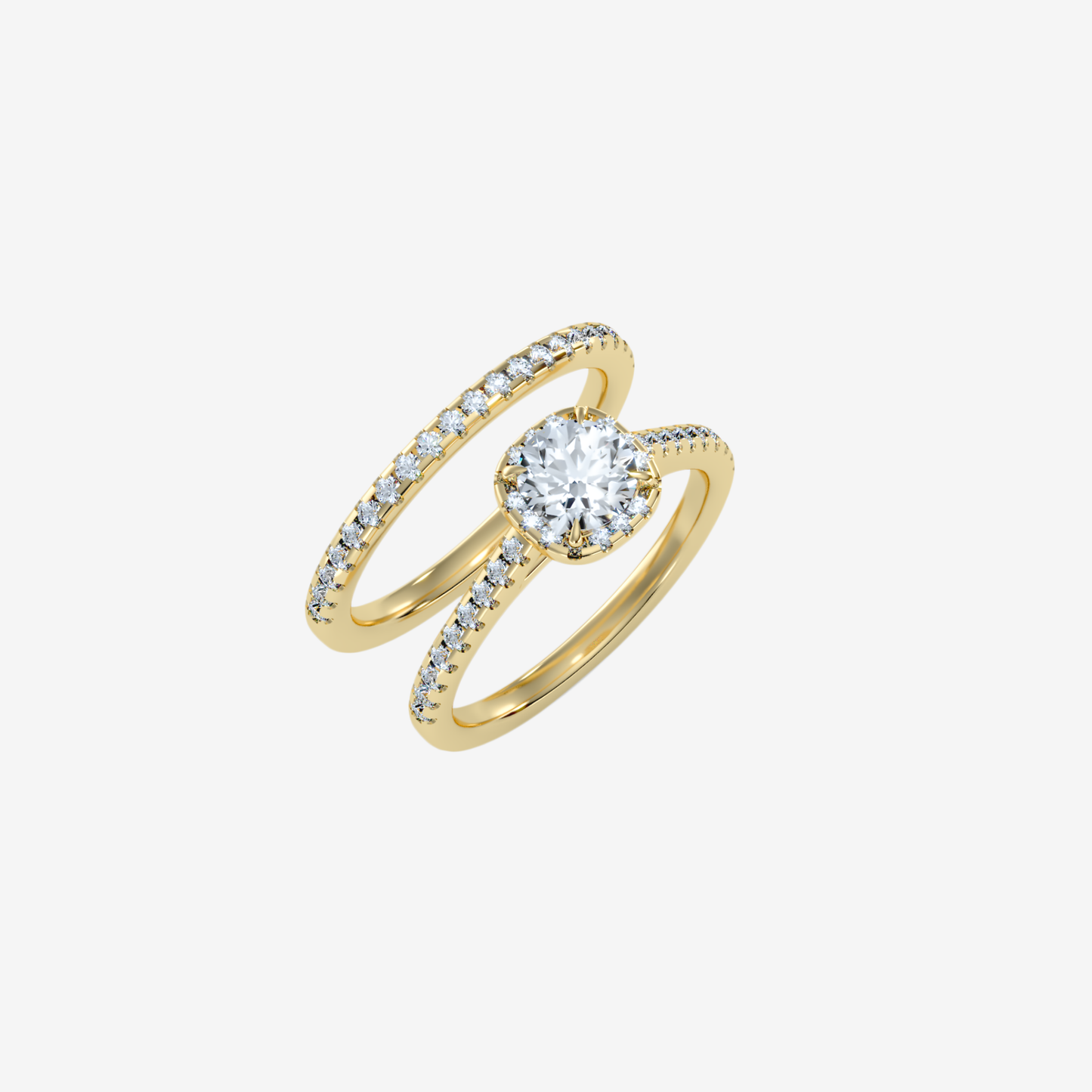 Twine Ring with Diamond in Solid 18k Gold