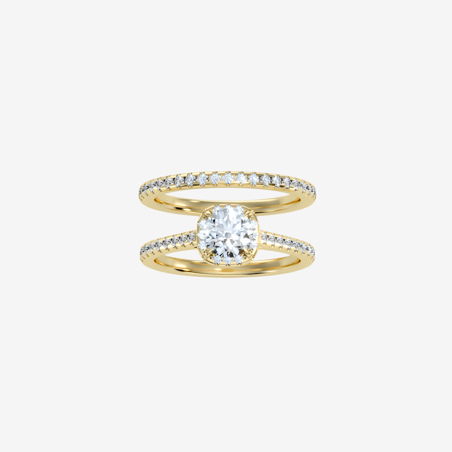 Twine Ring with Diamond in Solid 18k Gold