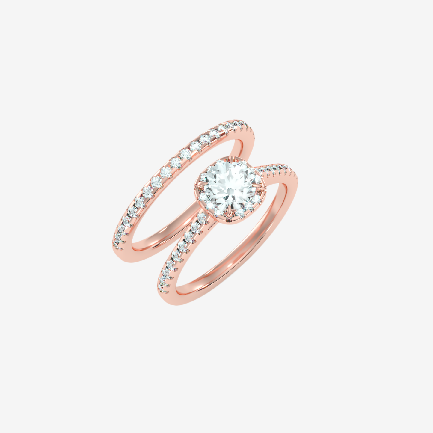 Twine Ring with Diamond in Solid 18k Gold