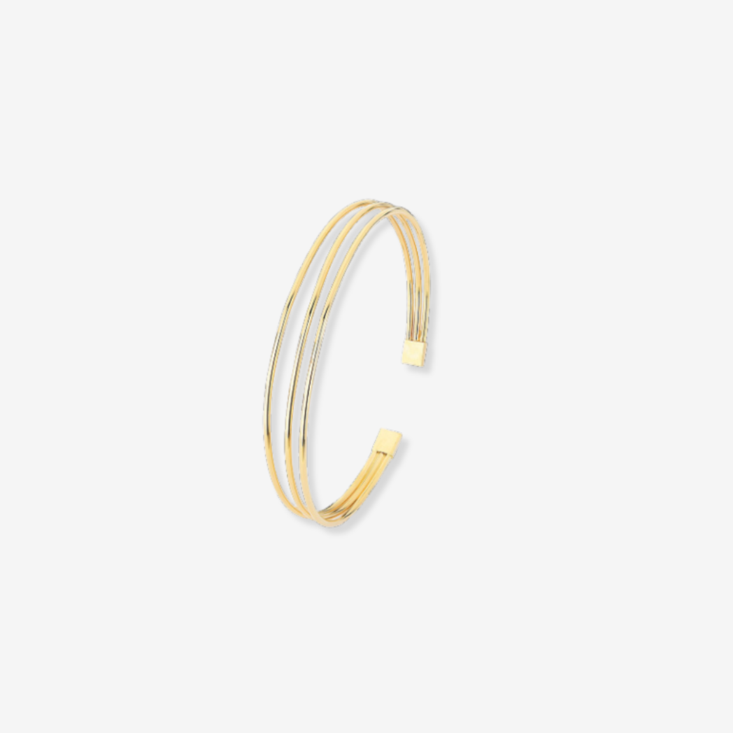 Triple Cuff Bangle in Solid 18k Yellow Gold
