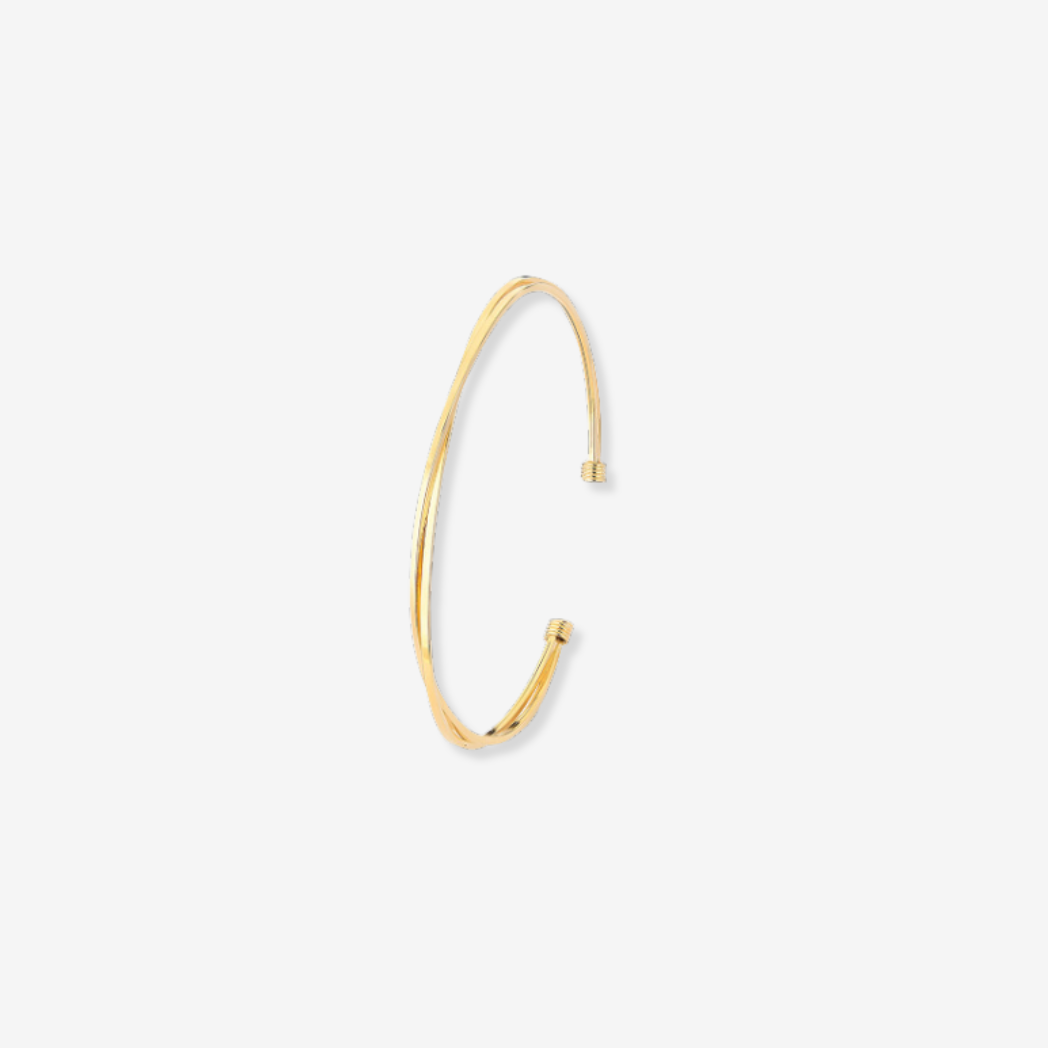 Everyday Twist Cuff Bangle in Solid 18k Yellow Gold