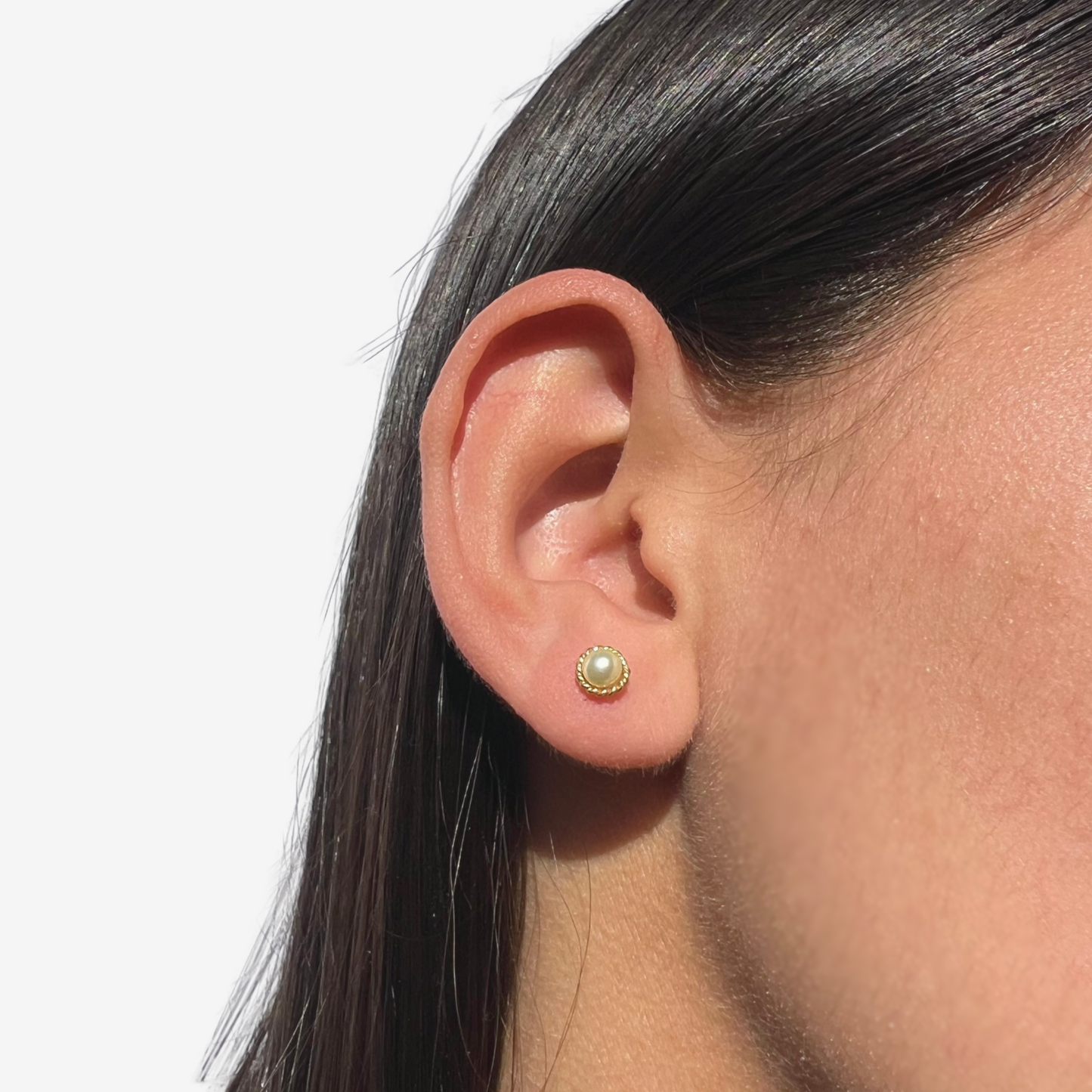 Rococo Natural Pearl with Rope earring in 18k Yellow Gold