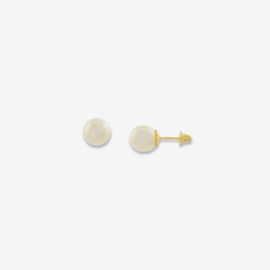 Natural Pearl stud earring 18ct Yellow Gold 6mm