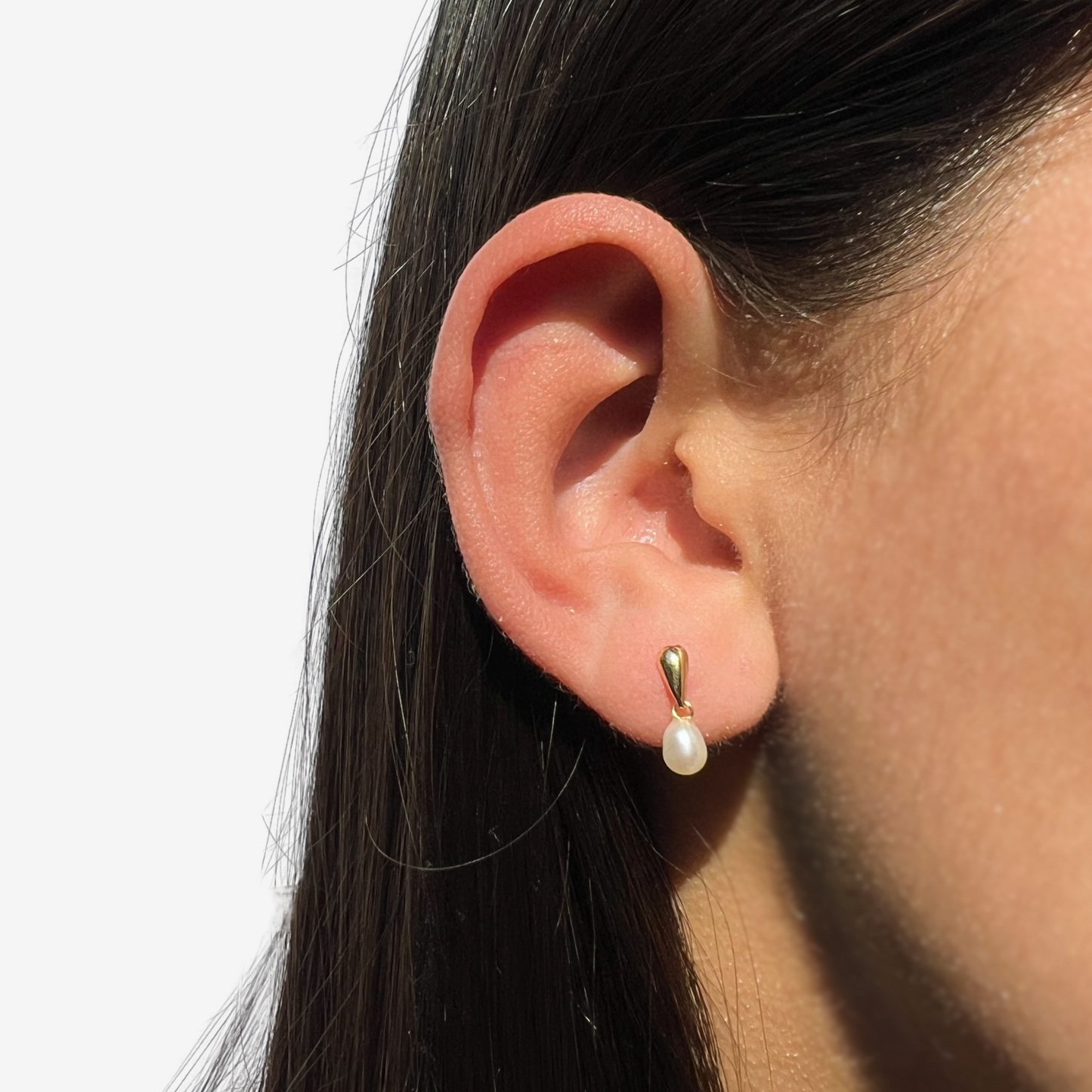 Natural Biwa Pearl Drop Earring in 18k Yellow Gold