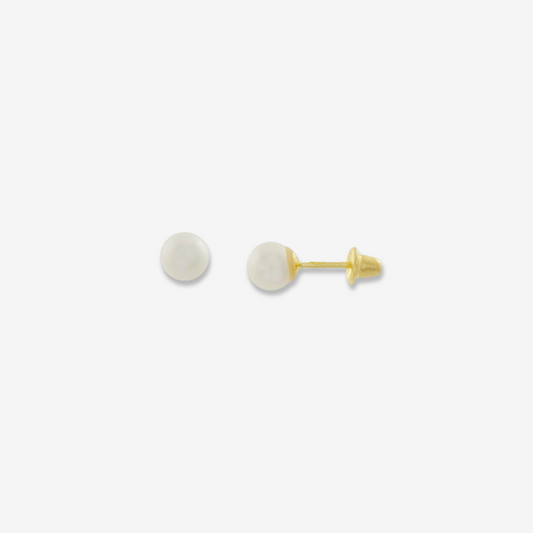 Natural Pearl stud earring 18ct Yellow Gold 4mm