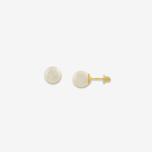 Natural Pearl stud earring 18ct Yellow Gold 5mm