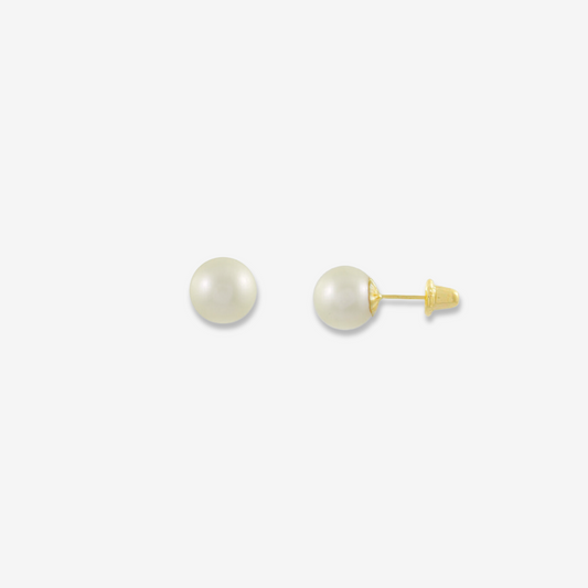 Natural Pearl stud earring 18ct Yellow Gold 7mm