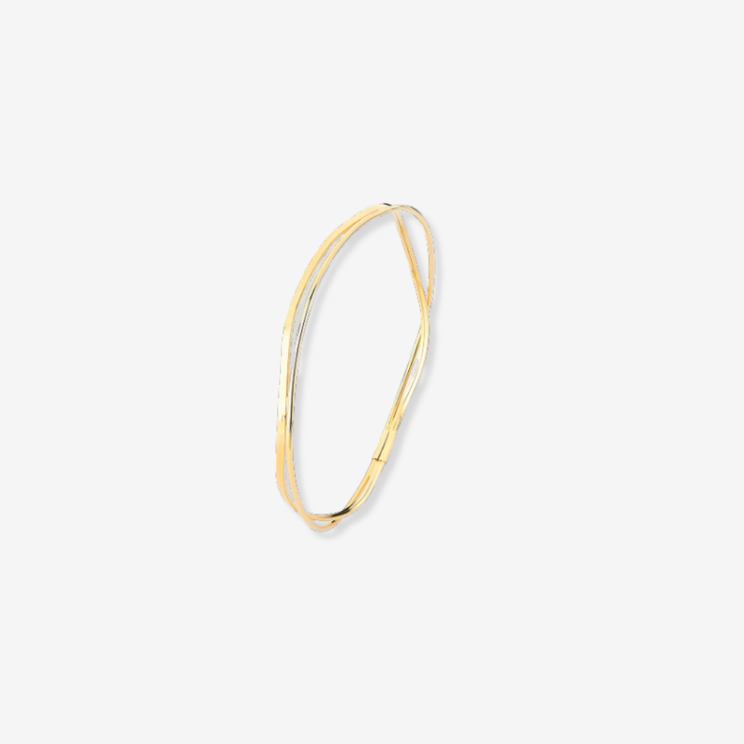 Wave Bangle in Solid 18k Yellow Gold