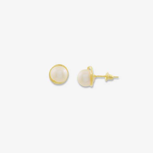 Rococo Natural Pearl Earring in 18k Yellow Gold 6.5mm