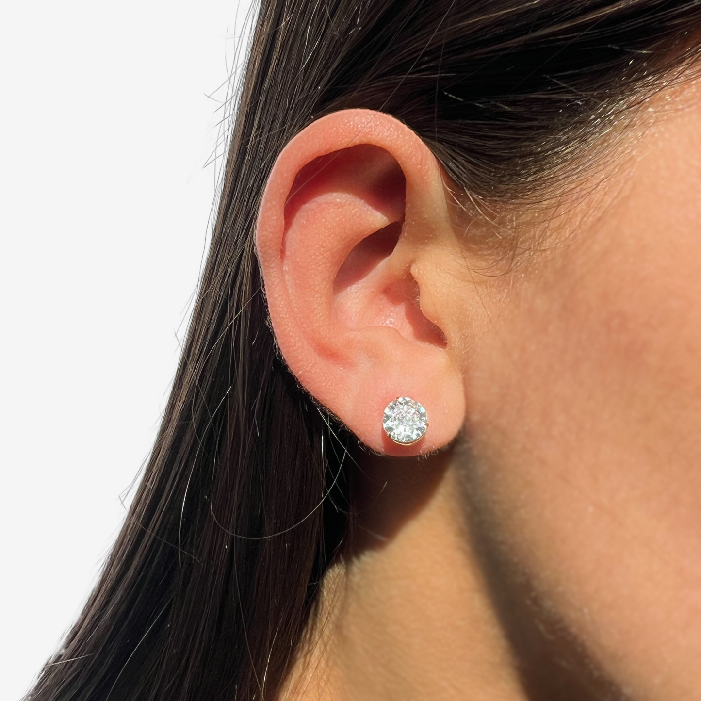 Solitaire Signature Zirconia Stud Earring in 18k Yellow Gold