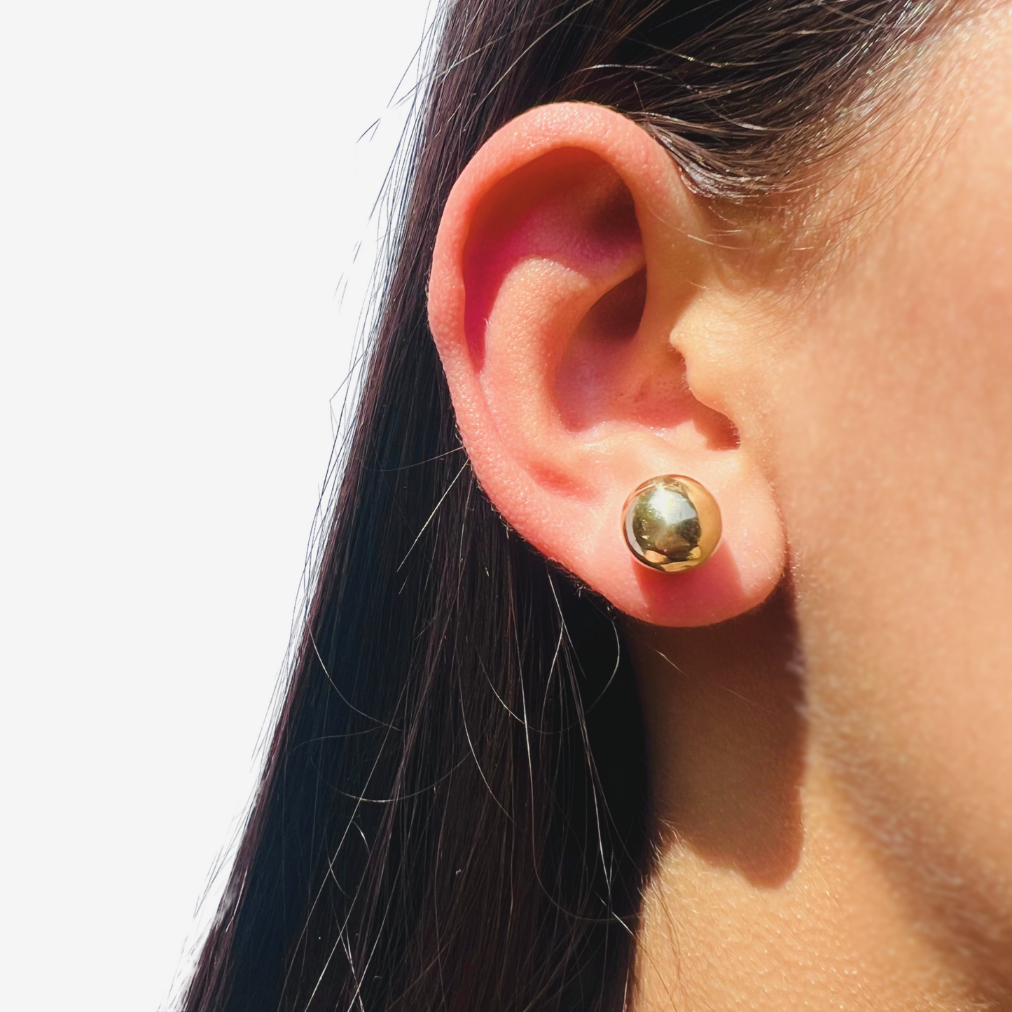 Sphere stud earring 10mm in 18k Yellow Gold