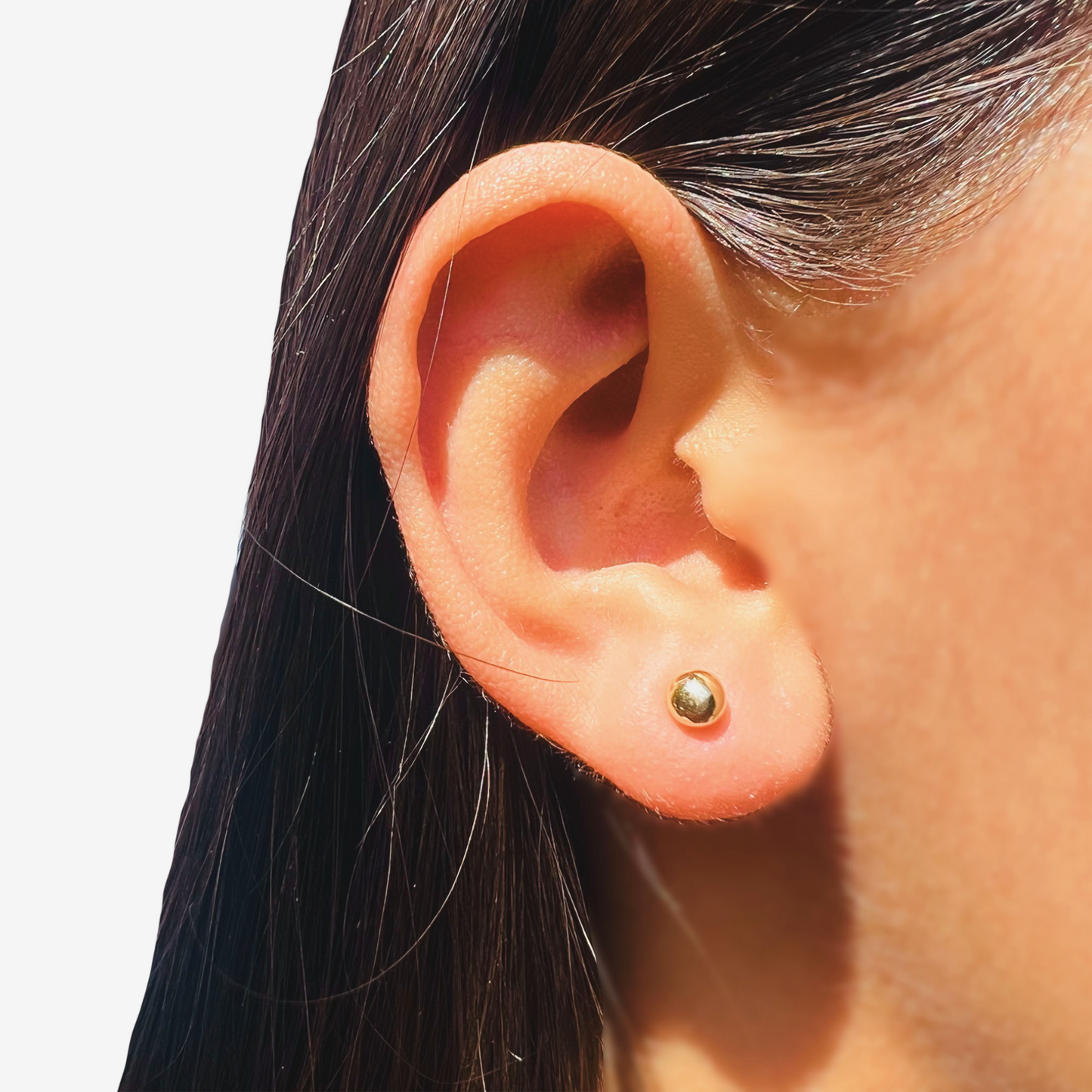 Sphere stud earring 5mm in 18k Yellow Gold