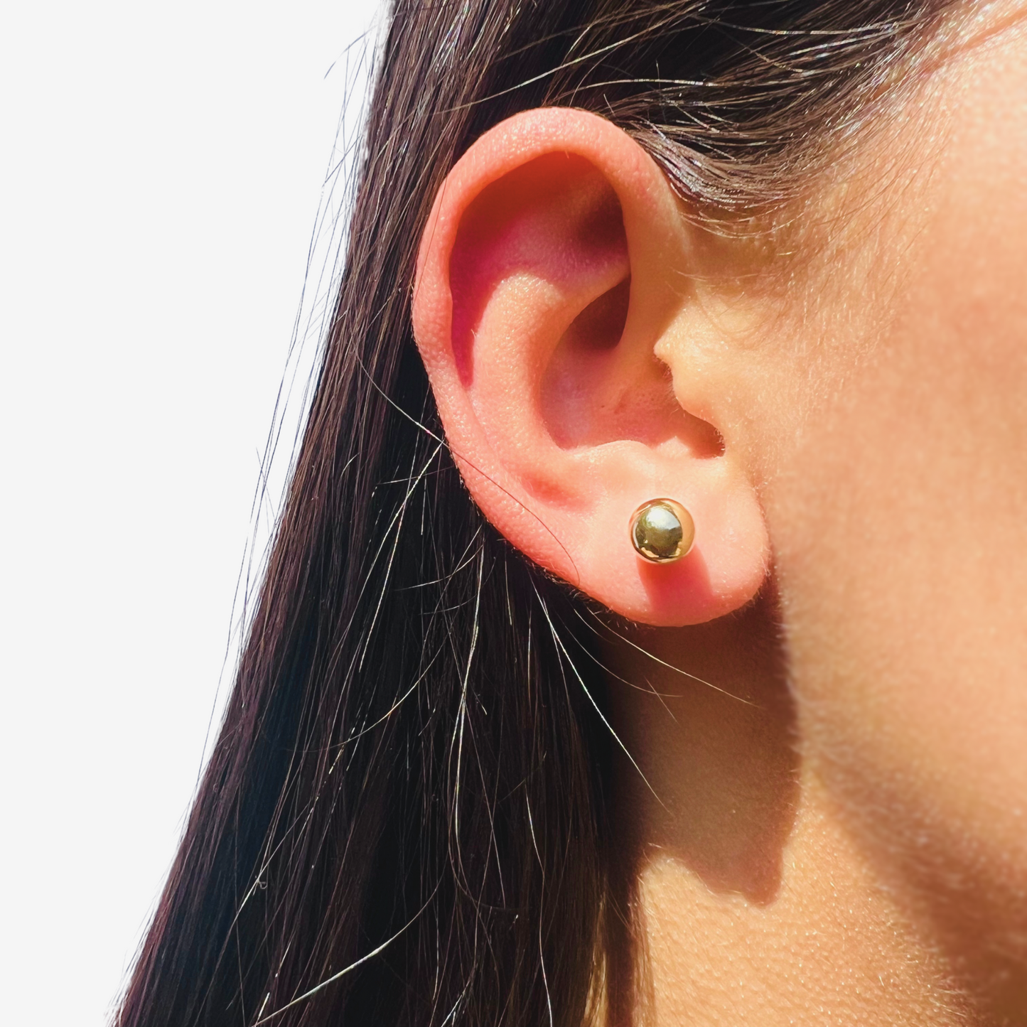 Sphere stud earring 7mm in 18k Yellow Gold