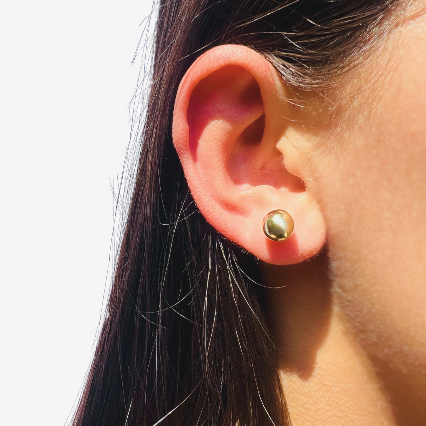 Sphere stud earring 8mm in 18k Yellow Gold