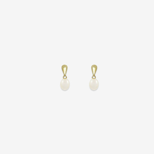 Natural Biwa Pearl Drop Earring in 18k Yellow Gold