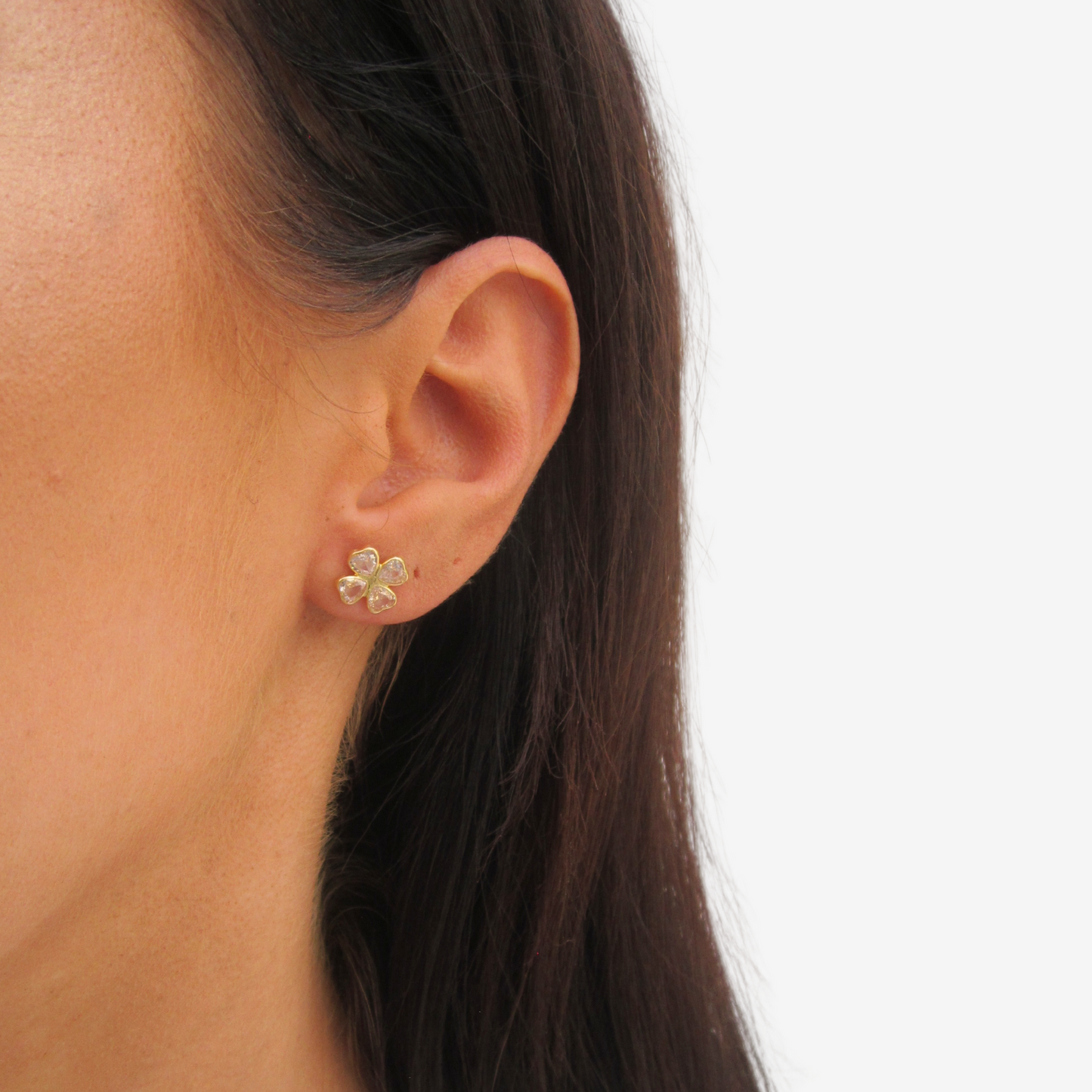 Clover Earring Signature Zirconia in 18k  Yellow Gold