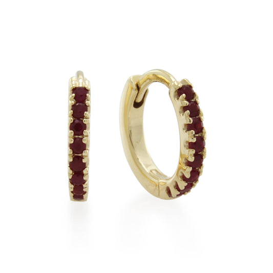 Ruby Round Cut Earrings - 9ct Yellow Gold
