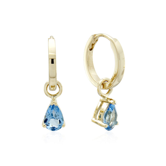 Light Sky Blue Topaz Pear Cut Earrings - 9ct Yellow Gold