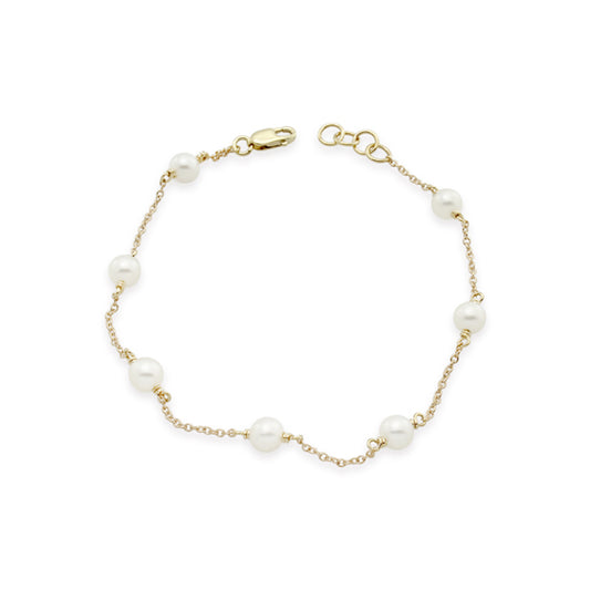 White Freshwater Pearl Bracelet - 9ct Yellow Gold