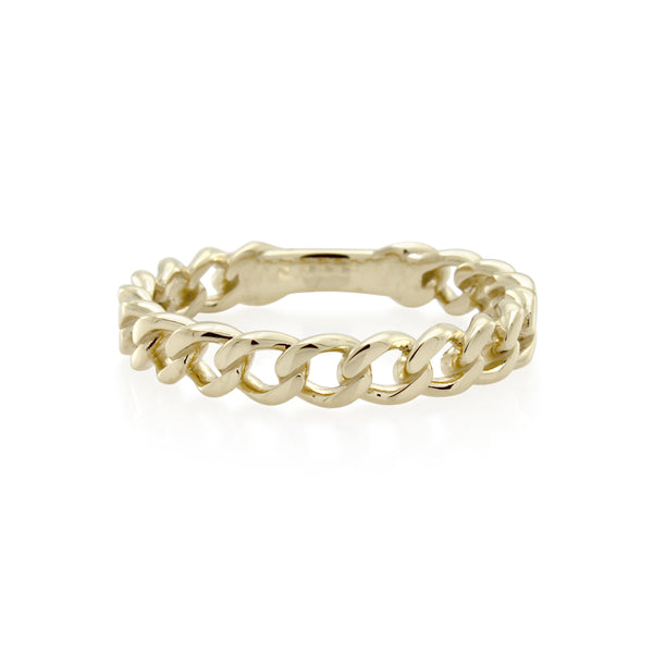 Classic Curb Chain Ring - 9ct Yellow Gold