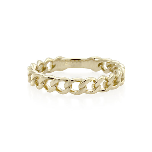Classic Curb Chain Ring - 9ct Yellow Gold