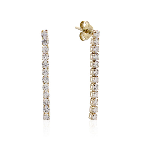 Lab-Grown Diamond Tennis Drop Earrings - 9ct Yellow Gold