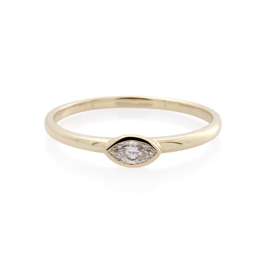 Lab - Grown Diamond Marquise Cut Ring - 9ct Yellow Gold