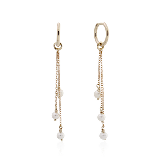 White Freshwater Pearl Earrings - 9ct Yellow Gold