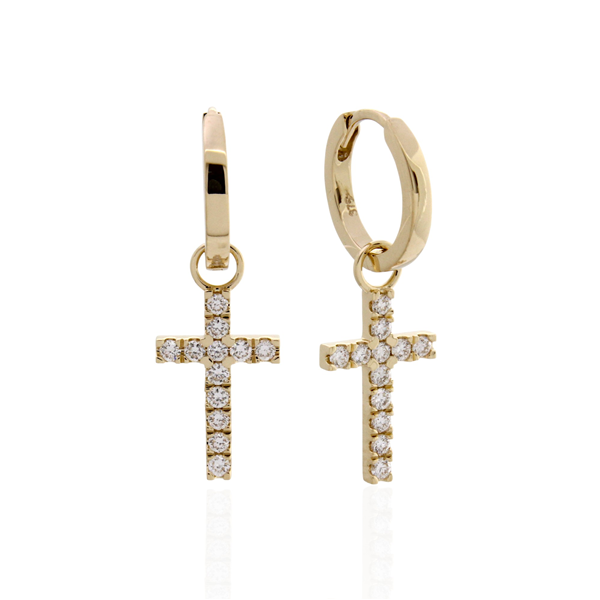 Lab-Grown Diamond Cross Earring Charms - 9ct Yellow Gold