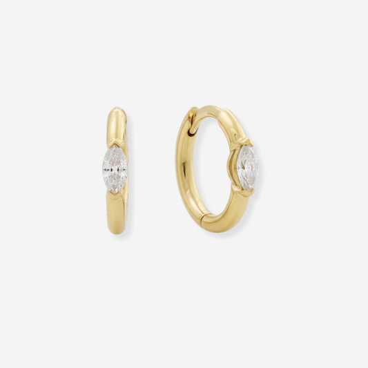 Lab-Grown Diamond Marquise Cut Earrings - 9ct Yellow Gold