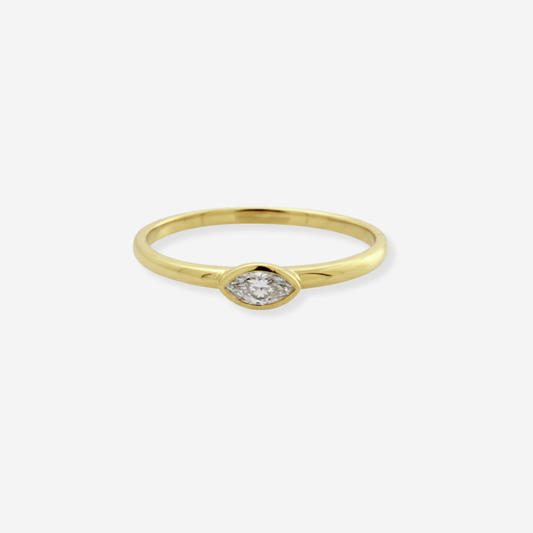Lab - Grown Diamond Marquise Cut Ring - 9ct Yellow Gold