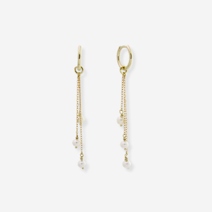 White Freshwater Pearl Earrings - 9ct Yellow Gold