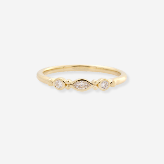 Lab - Grown Diamond Marquise & Full Cut Ring - 9ct Yellow Gold