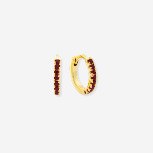Ruby Round Cut Earrings - 9ct Yellow Gold