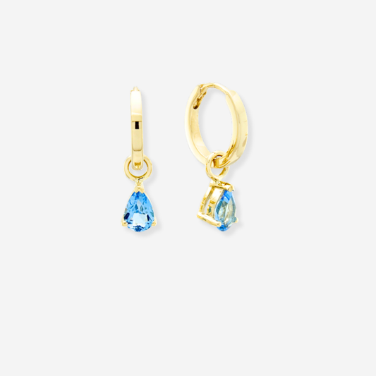 Light Sky Blue Topaz Pear Cut Earrings - 9ct Yellow Gold